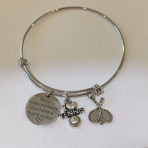 I love tennis charm bracelet 3 charms, adjustable